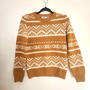 Fjällräven Womens Greenland Re-Wool Pattern Knit Acorn mustard yellow Size XS